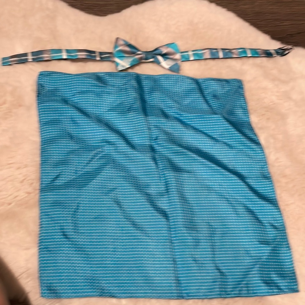 Men bow tie and silk pocket square